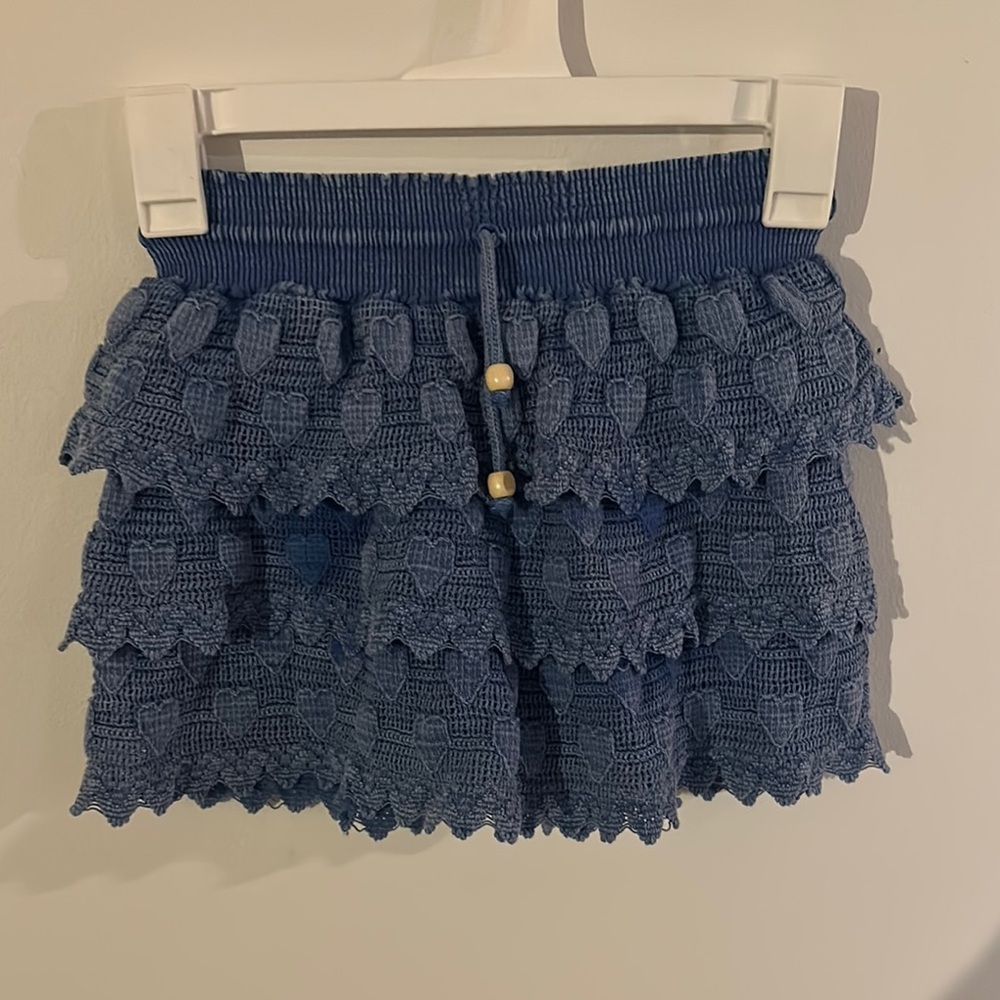 Blue Crochet Ruffle Skirt
